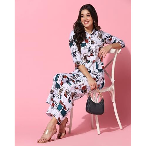 Toplot Co-Ord Set For Women (Collar-Pair-5134-White-Xl)