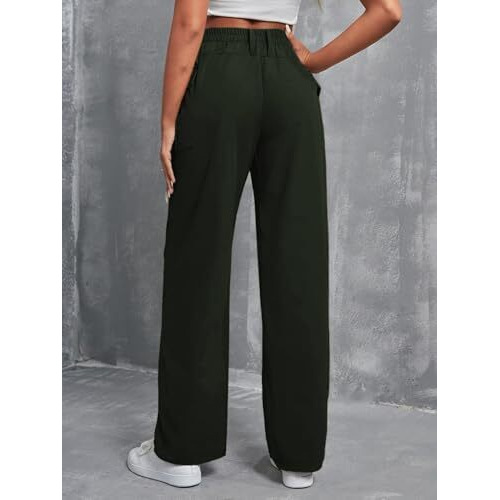 Toplot Cotton Solid Multi-Pocket Cargo Pant For Women (Wide-Leg-Cargo-5195-Green-30)