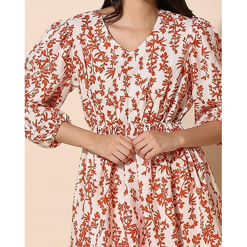 Toplot Co Ord Kurta Set For Women Printed Kurta With Pant (Tunic-Pant-5140-Orange-L)