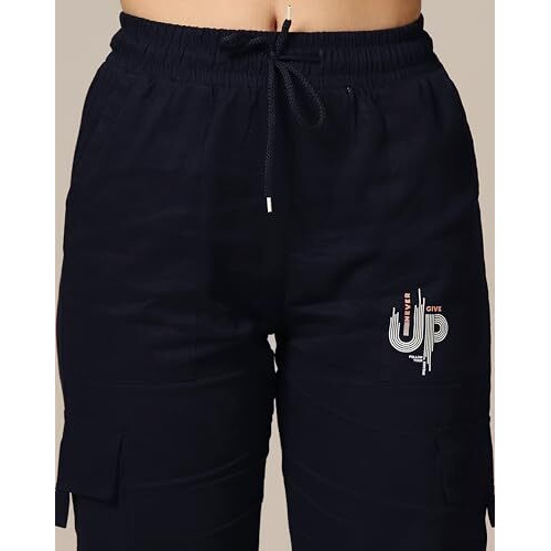 Toplot Cotton Multi-Pocket Cargo Pant For Women (Women-Up-Cargo-5178-Navy-36) Blue