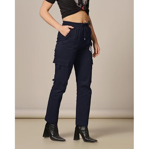 Toplot Cotton Multi-Pocket Cargo Pant For Women (Women-Up-Cargo-5178-Navy-36) Blue