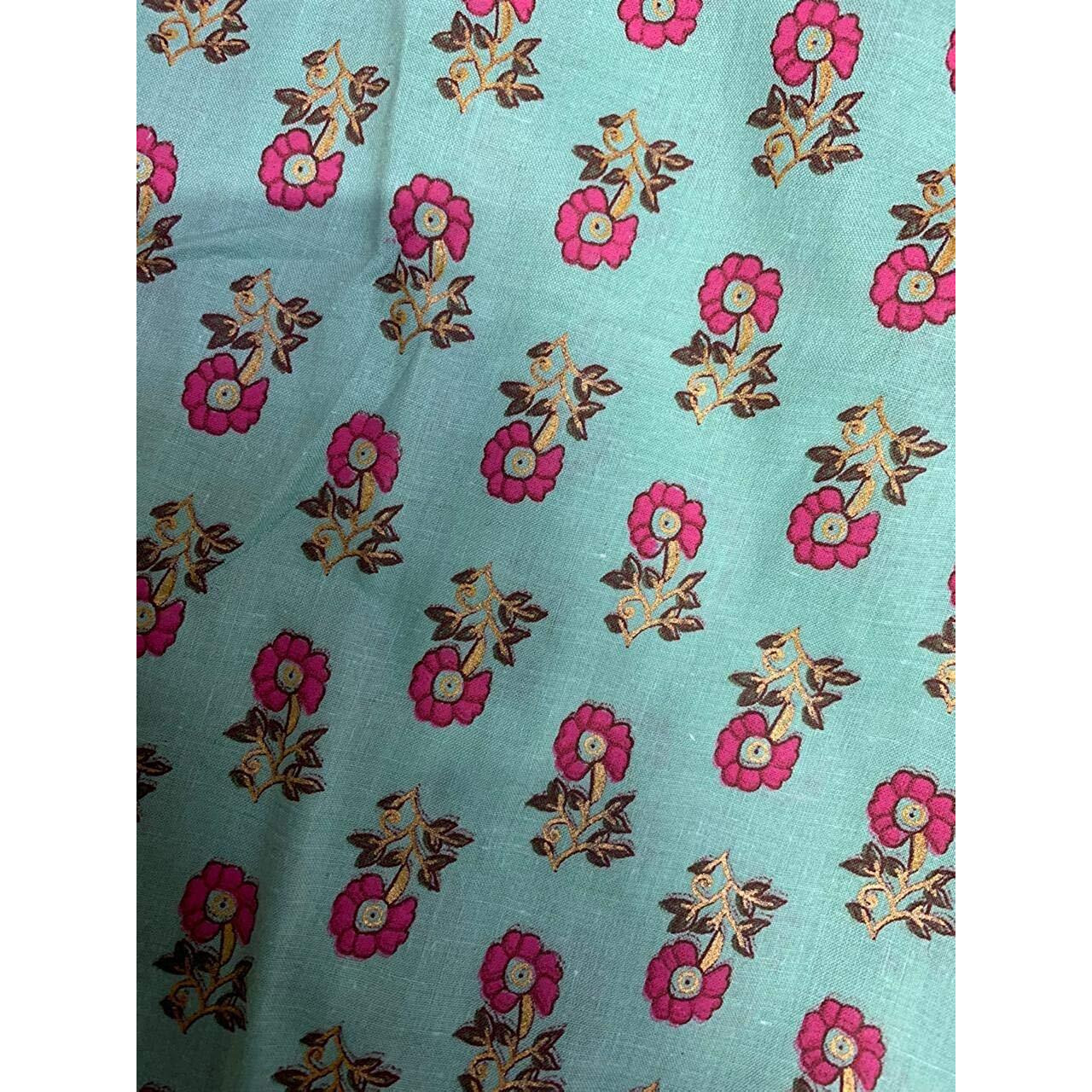 Gosriki Women's Green & Pink Floral Printed Kurta With Trousers