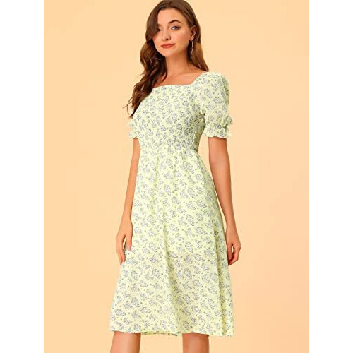 Toplot Dresses For Women Knee Length With Floral Print(Dress-5107-Pista-S)