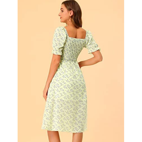 Toplot Dresses For Women Knee Length With Floral Print(Dress-5107-Pista-S)