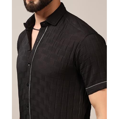 Toplot Men's Regular Fit Casual Shirt (Chatai-Shirt-5174-Black-M)