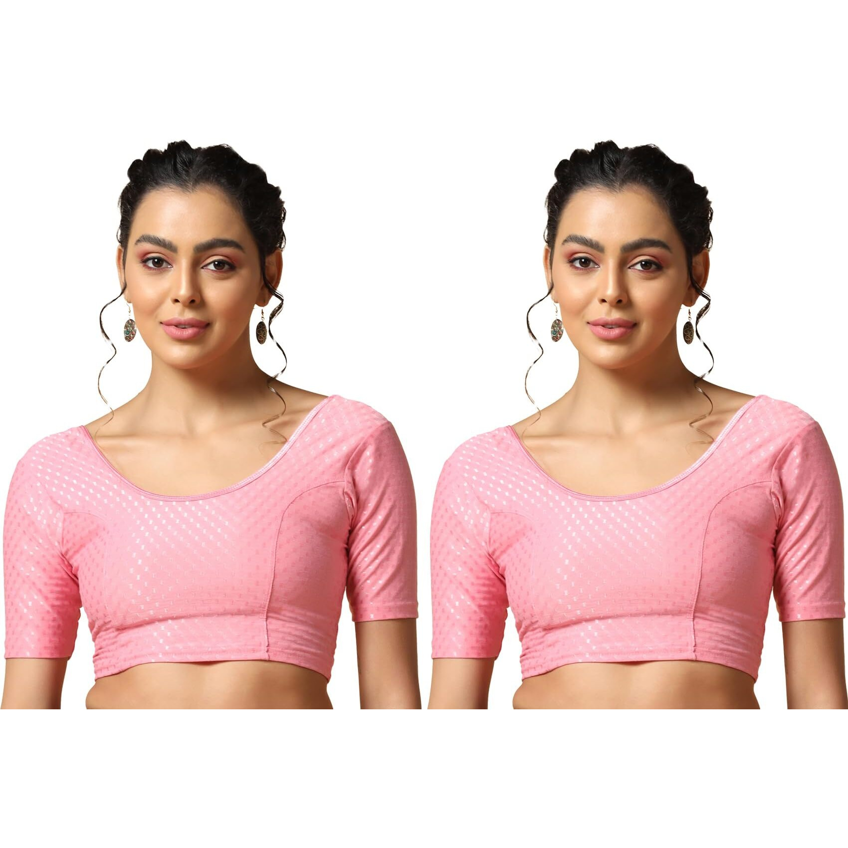 Toplot Cotton Blend Lycra Stretchable Readymade Blouses Pack Of 2 (Combo-5058-Bbp-Bbp-28)