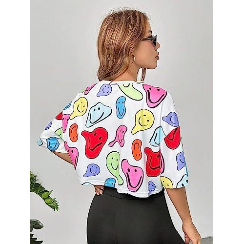 Toplot Women's Casual Printed Crop Top With Half Sleeve Pack Of 2 (Combo-5098-Mlt-Sml-Xs)
