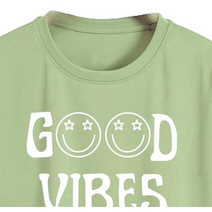 Toplot Text Printed Round Neck Crop Top For Women (Vibes-Crop-Top-5202-Pista-Xs)