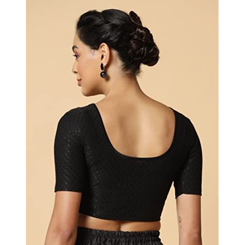 Toplot Cotton Blend Lycra Stretchable Readymade Blouses Pack Of 2 (Combo-5058-Bbp-Blk-34)