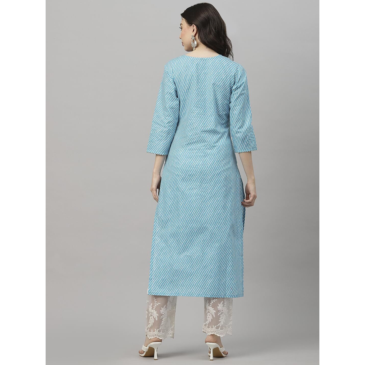Gosriki Women's Cotton Blend Embroidered Straight Kurta (Gaja Blue-Gs_M_Purple_Medium)