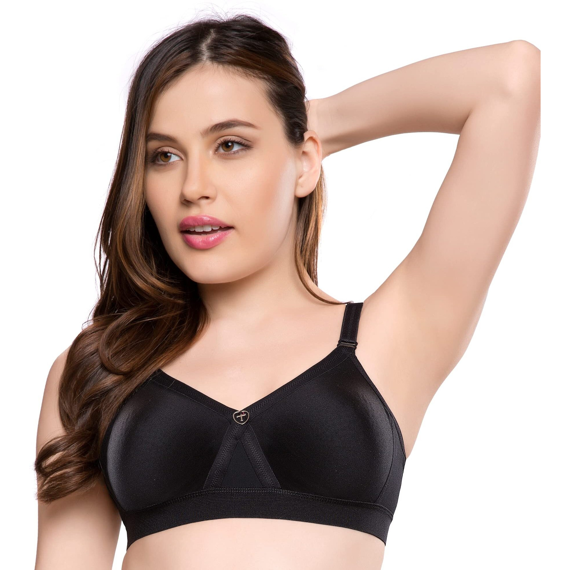 Trylo Women's Non-Wired Bra (Alpa_Black_42D)
