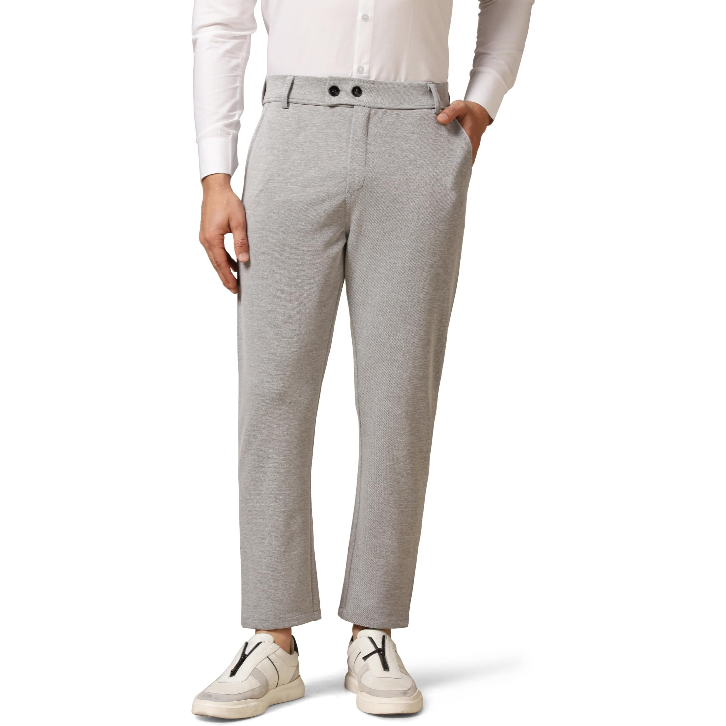 Toplot Men's Formal Trousers || Slim Fit Men's Wear Trousers || Stretchable Formal Pant Trousers || Trouser For Men (Formal-5181-Silver-32)