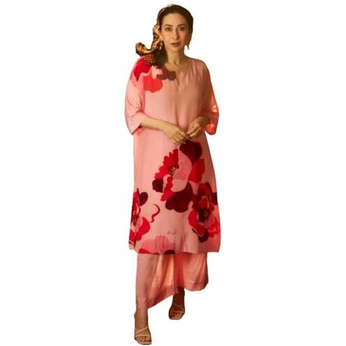 Gosriki Women's Cotton Blend Regular Length Printed Co-Ord Set (Ganj Co Pink-Gs_S_Pink_Small)