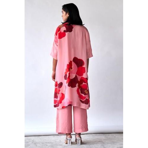 Gosriki Women's Cotton Blend Regular Length Printed Co-Ord Set (Ganj Co Pink-Gs_S_Pink_Small)