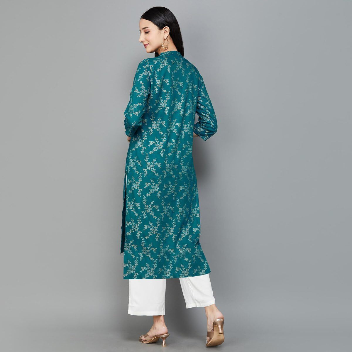 Gosriki Women's Cotton Blend Straight Printed Kurta With Pant (Loribi Green-Gs_Xxl_Green_Xx-Large)