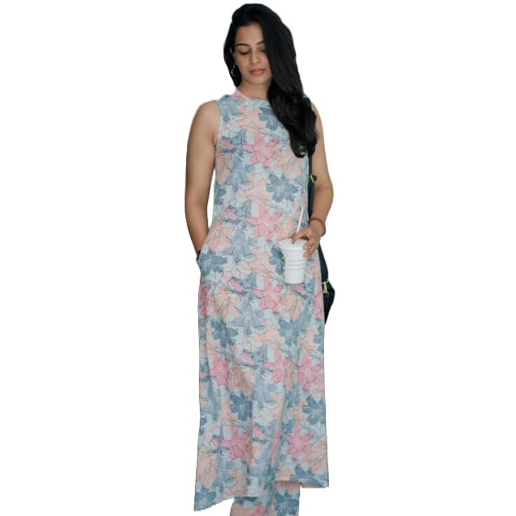 Gosriki Women's Rayon Viscose Anarkali Printed Kurta With Pant (Sbl Grey-Gs_Xxl_Grey_Xx-Large)