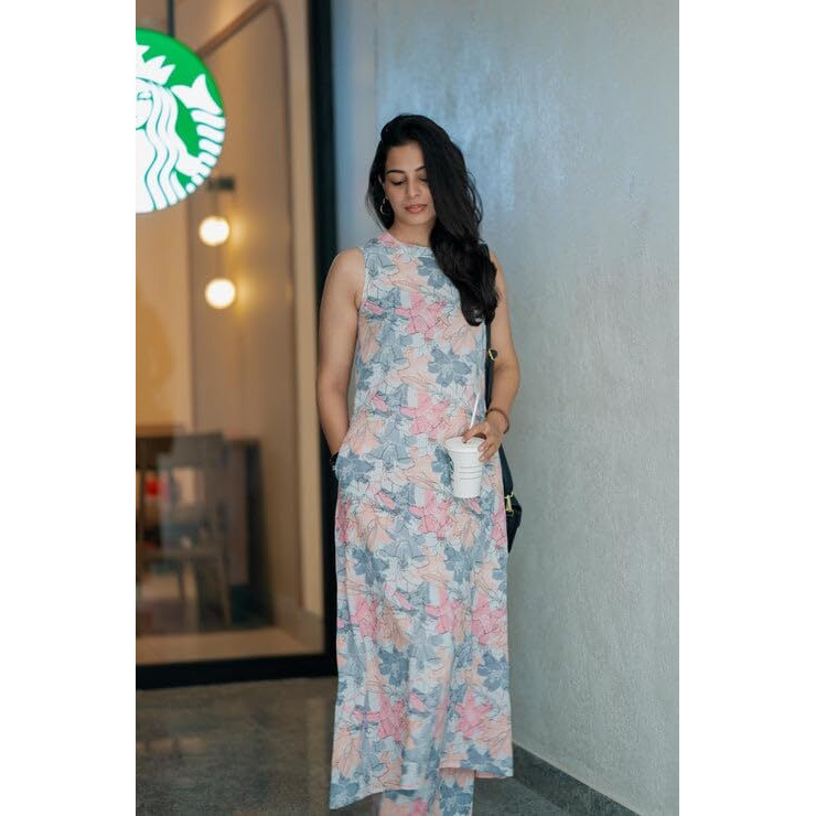 Gosriki Women's Rayon Viscose Anarkali Printed Kurta With Pant (Sbl Grey-Gs_Xxl_Grey_Xx-Large)