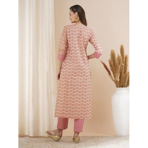 Gosriki Women's Rayon Blend Straight Printed Kurta With Pant (Nexa Multi-Gs_Xxl_Multi_Xx-Large) Multicolour