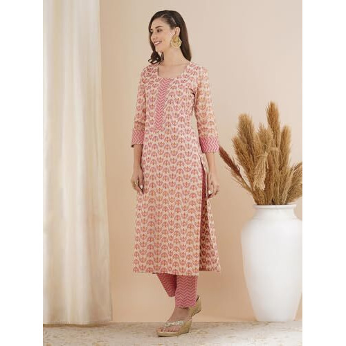 Gosriki Women's Rayon Blend Straight Printed Kurta With Pant (Nexa Multi-Gs_Xxl_Multi_Xx-Large) Multicolour