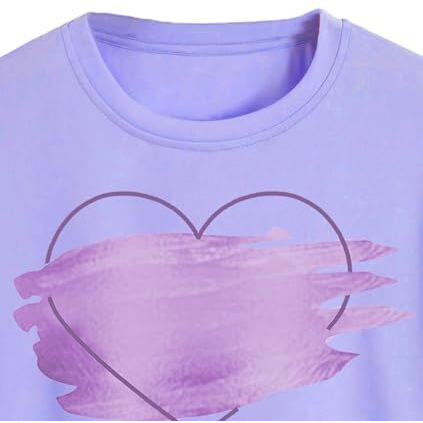 Toplot Heart Printed Round Neck Crop Top For Women (Big-Heart-Top-5201-Purple-S)