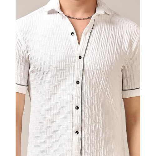 Toplot Men's Regular Fit Casual Shirt (Chatai-Shirt-5174-White-M)