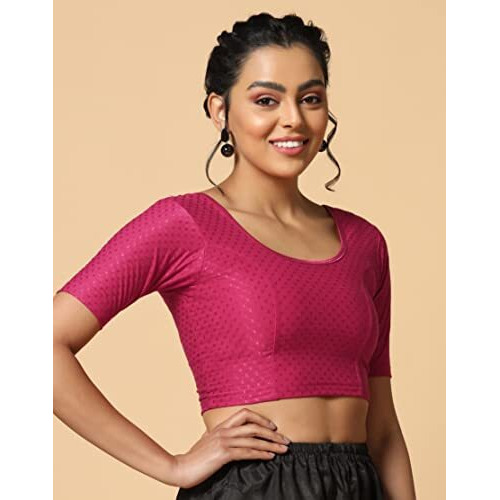 Toplot Cotton Blend Lycra Stretchable Readymade Blouses Pack Of 2 (Combo-5058-Rnp-Rnp-40)
