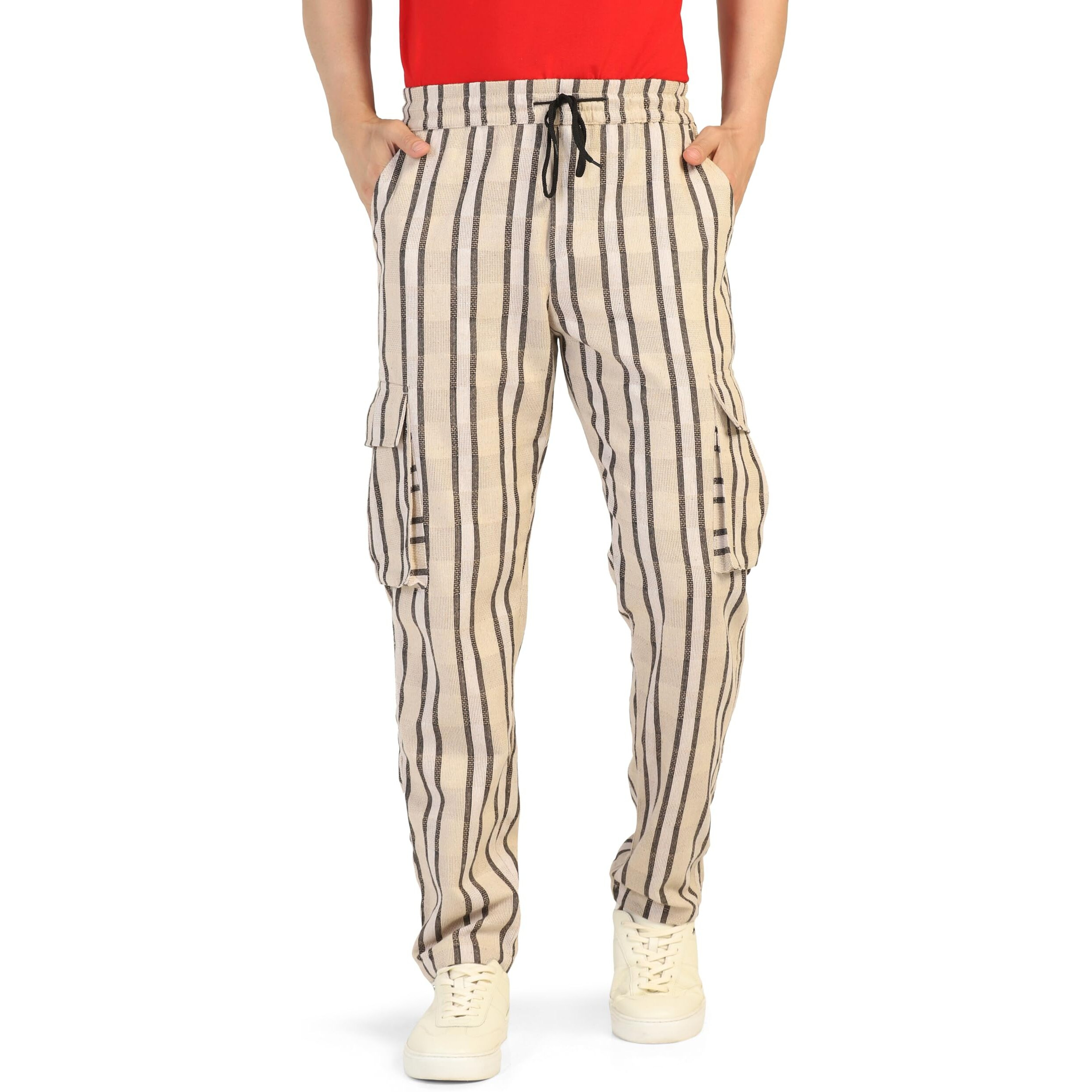 Toplot Men's Regular Casual Pants (Strip-Trouser-5206-Beige-32_Beige