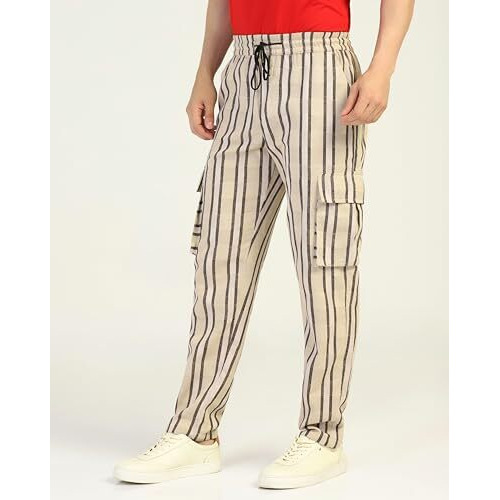 Toplot Men's Regular Casual Pants (Strip-Trouser-5206-Beige-32_Beige