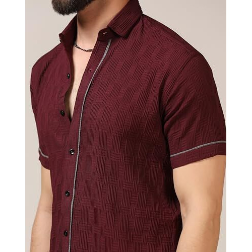 Toplot Men's Regular Fit Casual Shirt (Chatai-Shirt-5174-Maroon-Xxl)