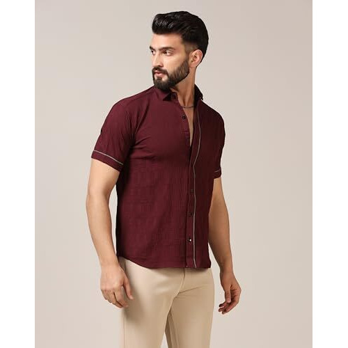 Toplot Men's Regular Fit Casual Shirt (Chatai-Shirt-5174-Maroon-Xxl)