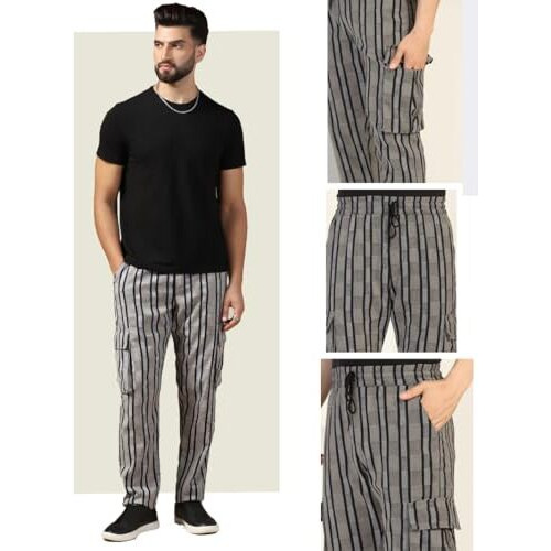 Toplot Men's Regular Casual Pants (Strip-Trouser-5206-Grey-34_Grey
