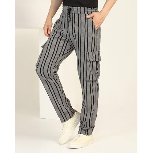 Toplot Men's Regular Casual Pants (Strip-Trouser-5206-Grey-34_Grey