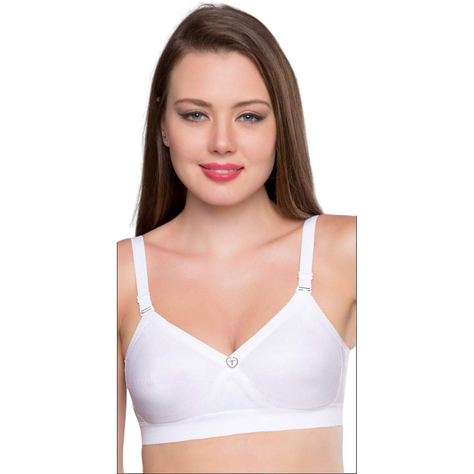 Trylo Women's Non-Wired Bra (Krutika Plain_White_34H)