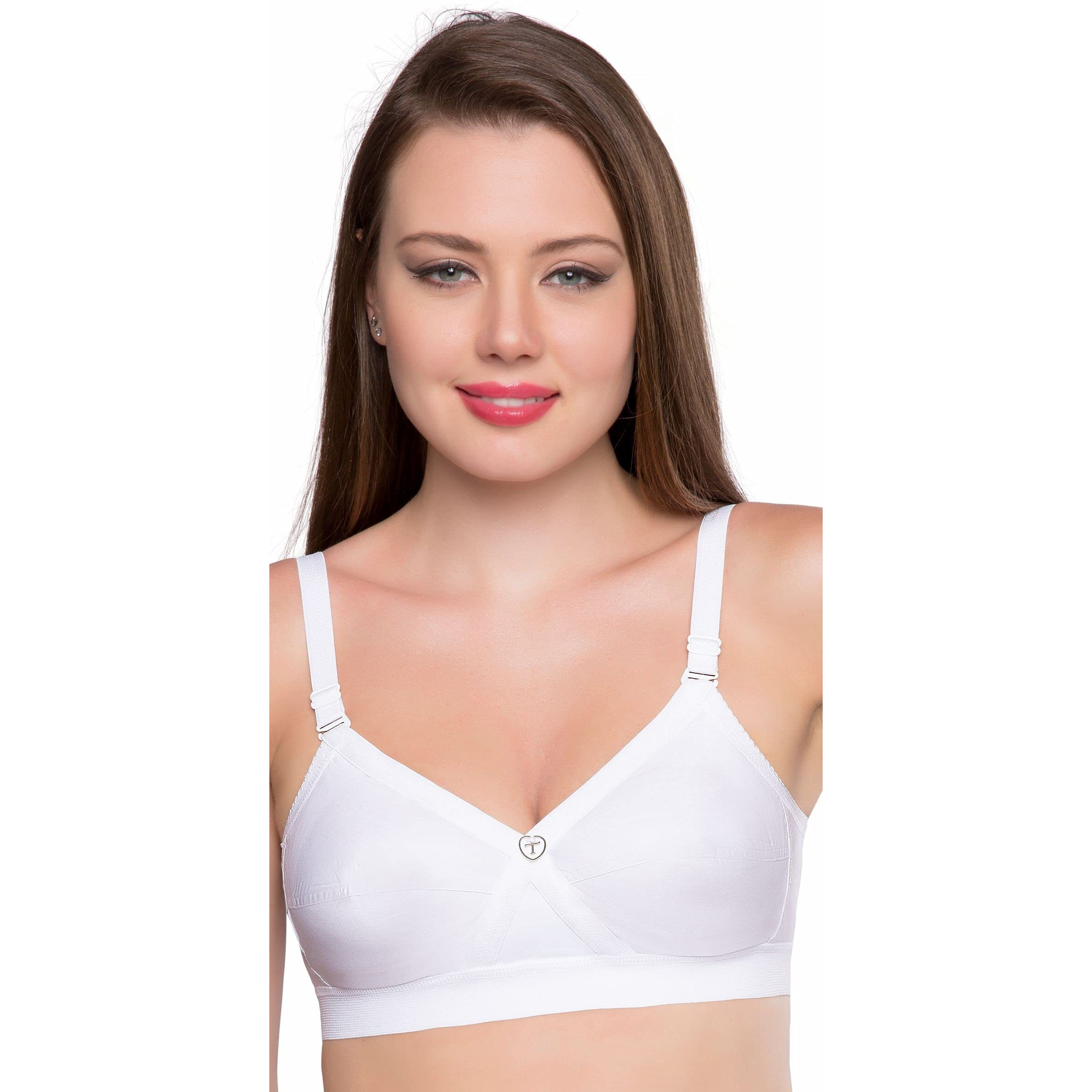 Trylo Women's Non-Wired Bra (Krutika Plain_White_46D)