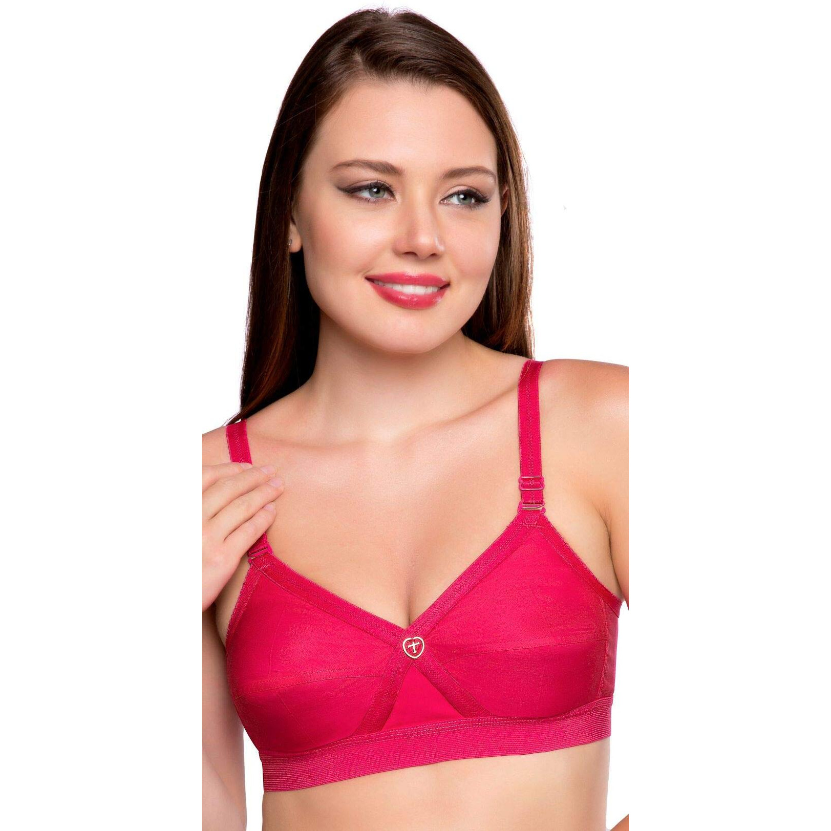 Trylo Women's Non-Wired Bra (Krutika Plain_Rasberry_36F)