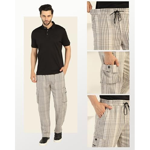 Toplot Men's Regular Casual Pants (Chex-Trouser-5208-Cosmic-34_Cosmic