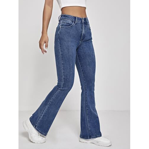 Toplot High Waist Flare Leg Jeans (Jeans-5155-Blue-28)