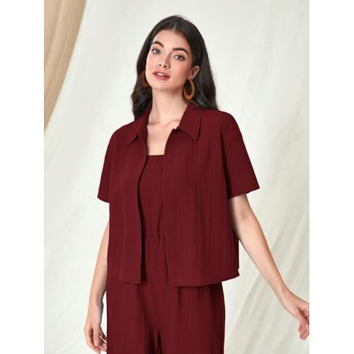 Toplot Jumpsuit For Women || Coordset For Women || Co Ord Western (Jump-Suit-5225-Maroon-L)