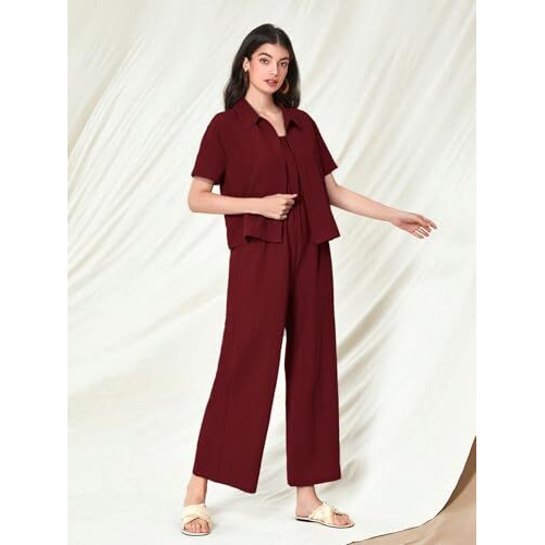 Toplot Jumpsuit For Women || Coordset For Women || Co Ord Western (Jump-Suit-5225-Maroon-S)