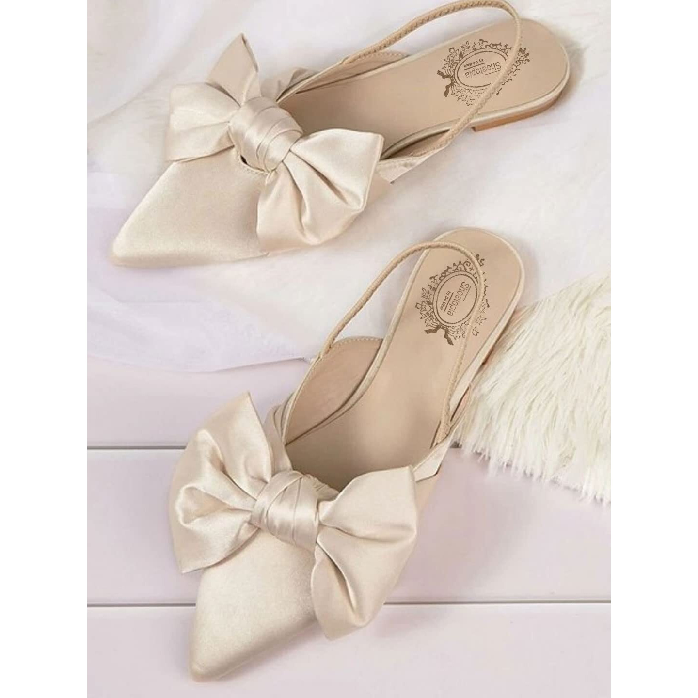 Shoetopia Women & Girls Stylish Decor Bow Cream Fashion Sandal Mules/Dn-401/Cream/Eu40