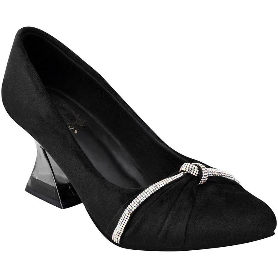 Shoetopia Women & Girls Rhinestone Decor Pointed Toe Stylish Pumps/Monika/Black/Uk5-Eu38