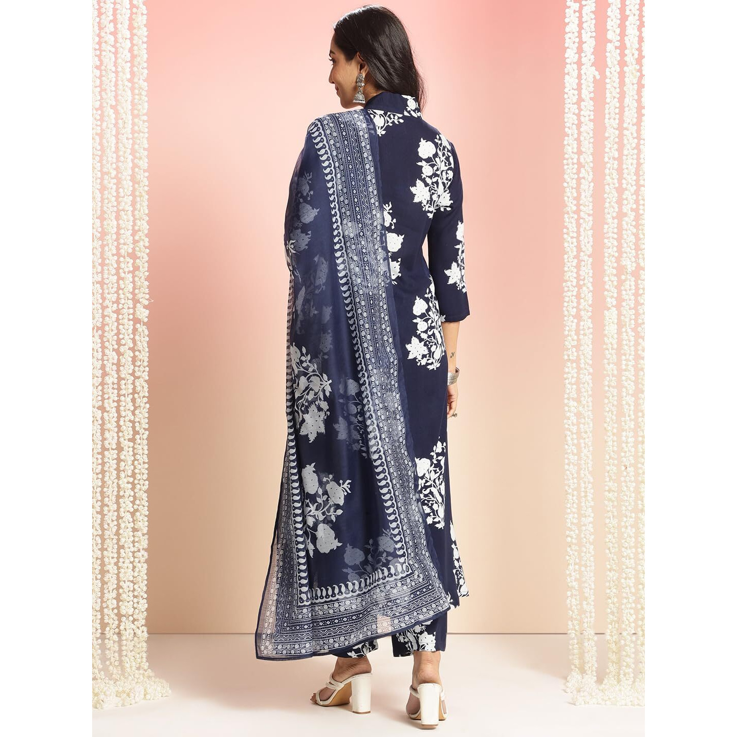 Gosriki Women's Rayon Viscose Anarkali Printed Kurta With Pant & Dupatta (Jasiwal Blue-Vks02-Gs_5Xl_Blue_Xxxxx-Large)