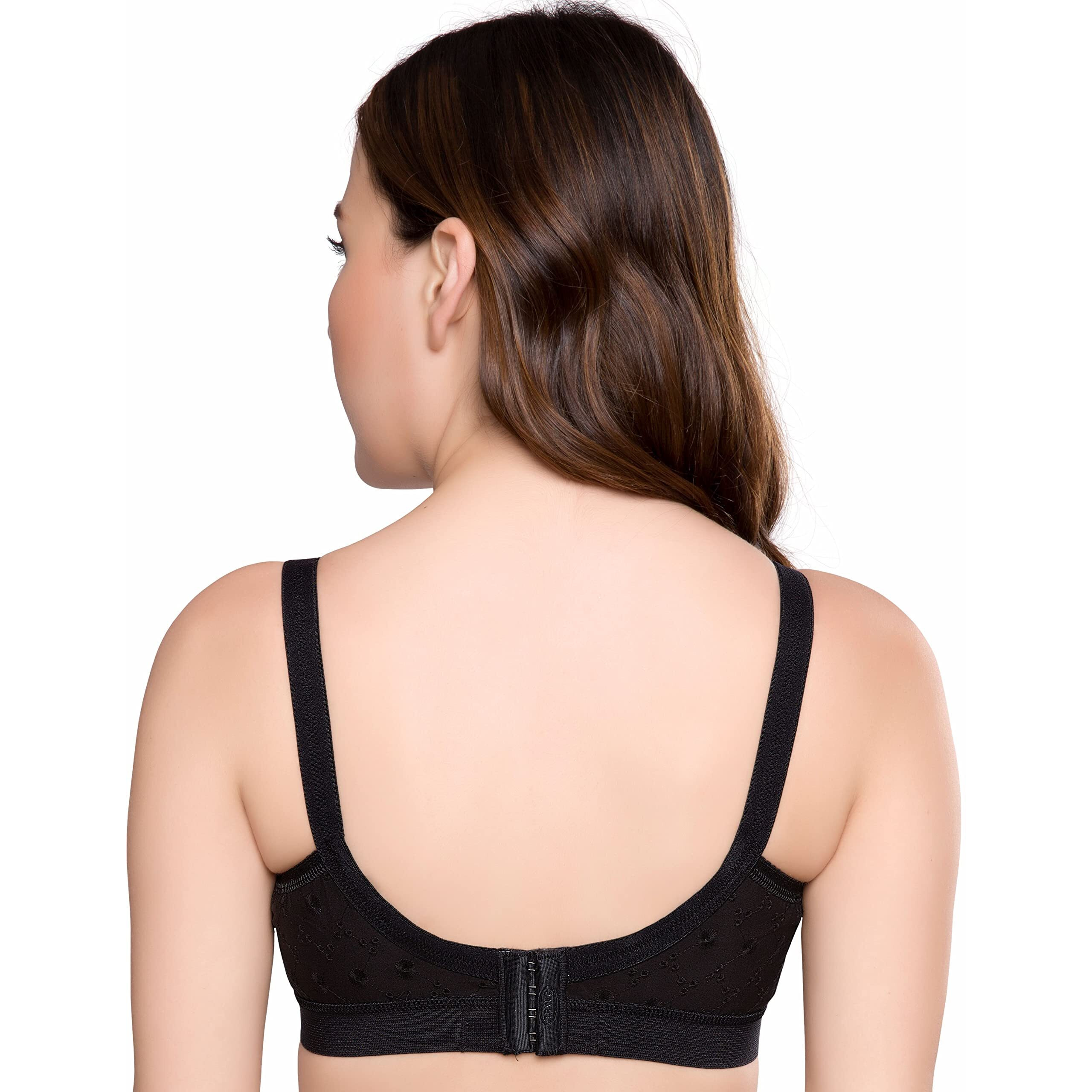 Trylo Women's Non-Wired Bra (Krutika Chiken_Black_46E)