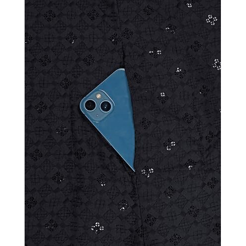 Toplot Kurta For Men || Men's Ethnic Wear Sequin Embroidered Cotton Blend Kurta Set || Men's Kurta (Men-Seq-Kurta-Set-5209-Navy-M)