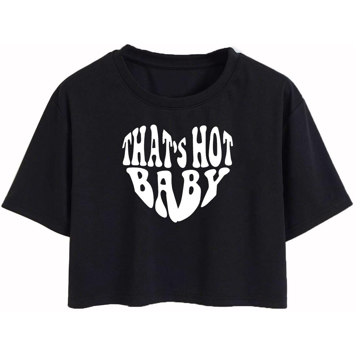 Toplot Text Printed Round Neck Crop Top For Women (Baby-Crop-Top-5200-Black-Xl)