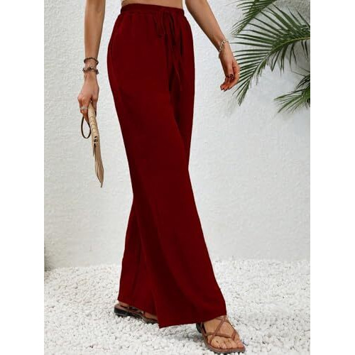 Toplot Trouser For Women || Casual Pants For Women || Loose Fit High-Waist Korean Pants || (Regular Fit | Polyester) (Women-Trouser-5229-Maroon-30)