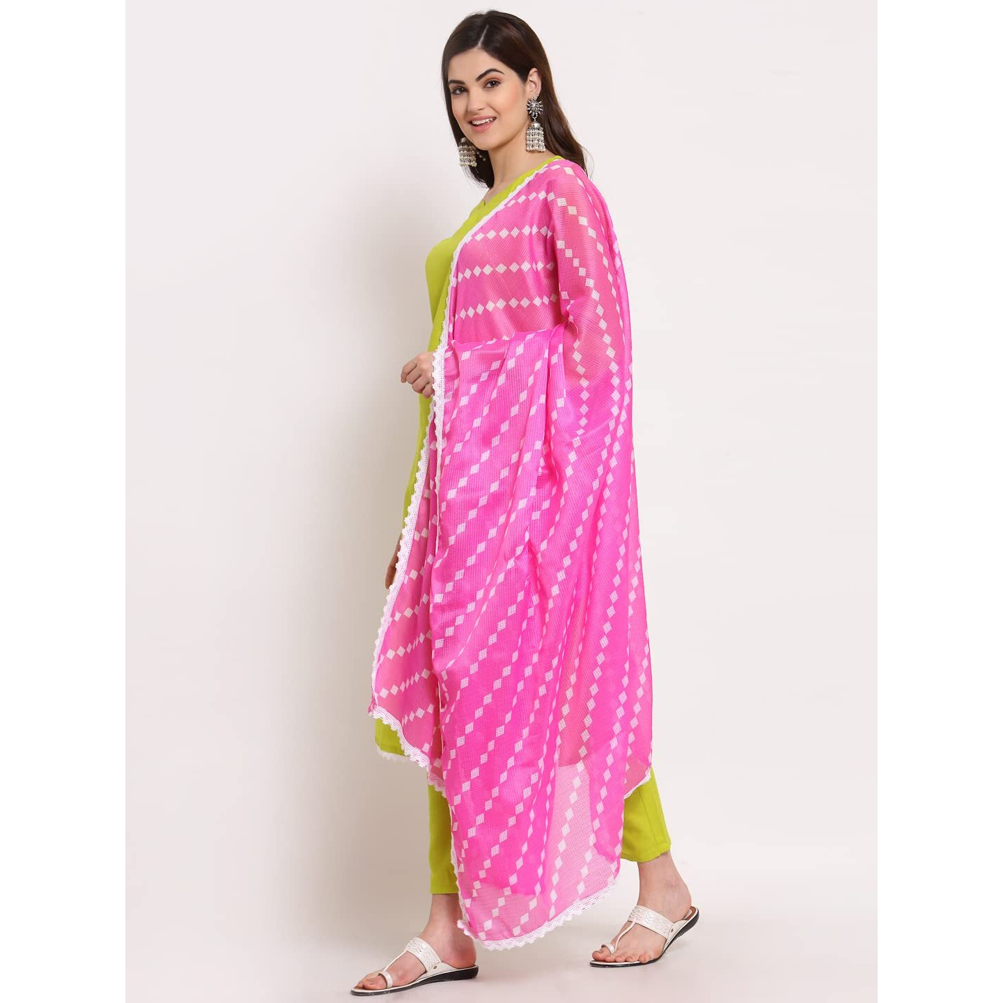 Gosriki Women's Cotton Straight Kurta With Pant & Dupatta (Kptd-Cot-10021-Light Green_S-Go_Light Green_Small)