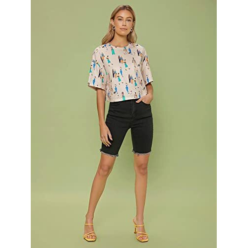 Toplot Women's Casual Printed Crop Top With Half Sleeve Pack Of 2 (Combo-5098-Cku-Wht-L)