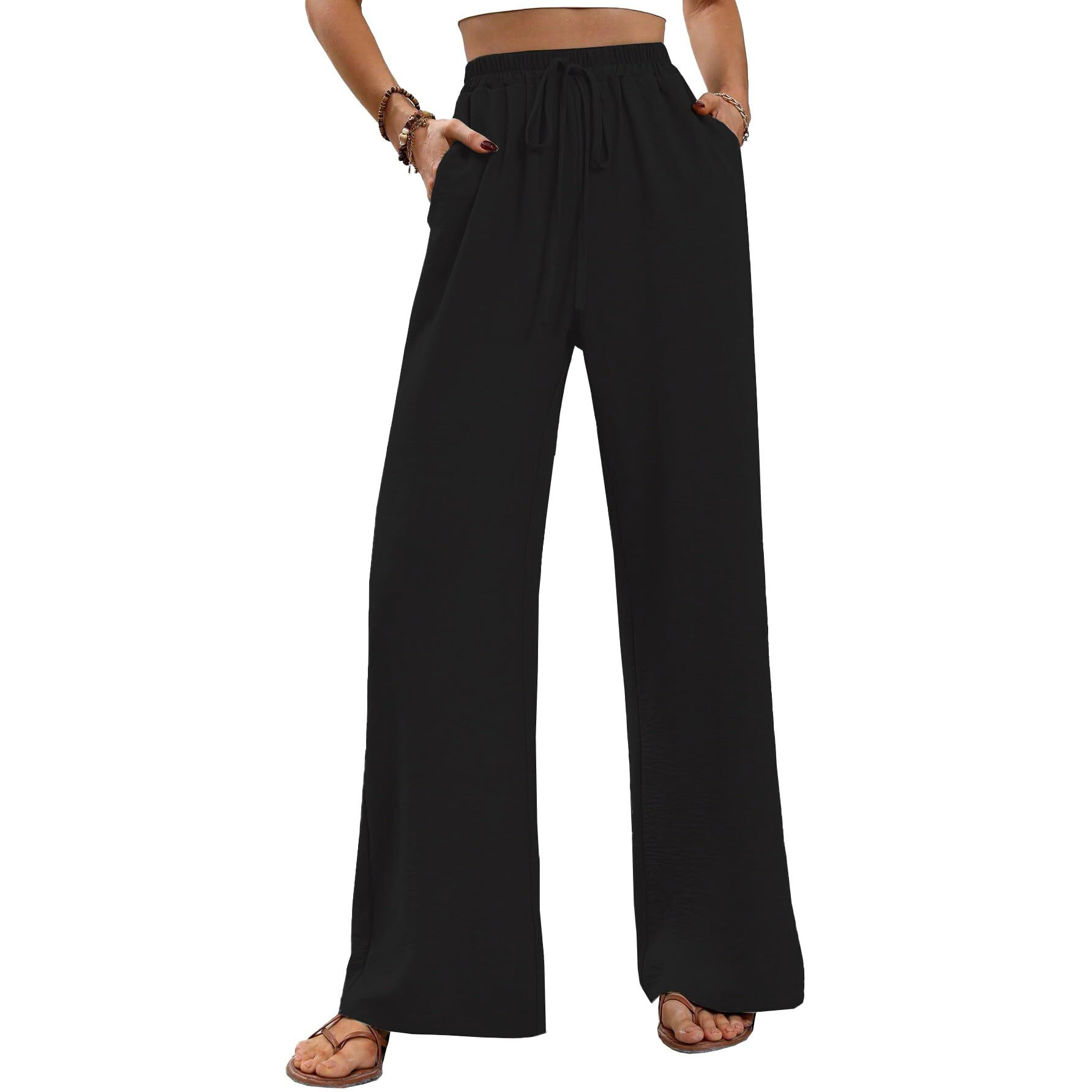 Toplot Trouser For Women || Casual Pants For Women || Loose Fit High-Waist Korean Pants || (Regular Fit | Polyester) (Women-Trouser-5229-Black-36)