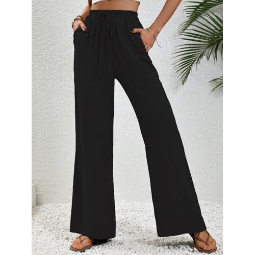 Toplot Trouser For Women || Casual Pants For Women || Loose Fit High-Waist Korean Pants || (Regular Fit | Polyester) (Women-Trouser-5229-Black-36)